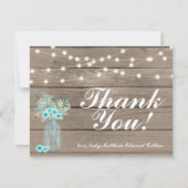 Rustikales Holz Danke String Lights Note Card Einladung (Vorderseite)