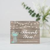 Rustikales Holz Danke String Lights Note Card Einladung (Stehend Vorderseite)