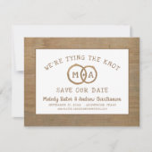 Rustikales Holz, das wir am KNOTEN Save The Date (Vorderseite)
