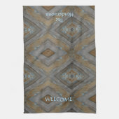 Rustikales Holz Diamond Muster Braun blaue Kabine Geschirrtuch (Vertikal)