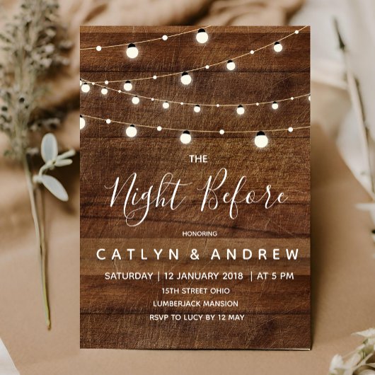 Rustikales Holz die Nacht vor der Einladung
