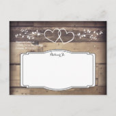 Rustikales Holz - Doppelherzen Save the Date Postk Ankündigungspostkarte (Rückseite)