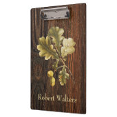 Rustikales Holz, Eichenholz, Acorne, Name Klemmbrett (Links)