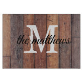 Rustikales Holz Eichenholz Bauernhof Land Monogram Schneidebrett (Vorderseite)