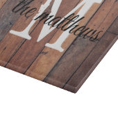 Rustikales Holz Eichenholz Bauernhof Land Monogram Schneidebrett (Ecke)
