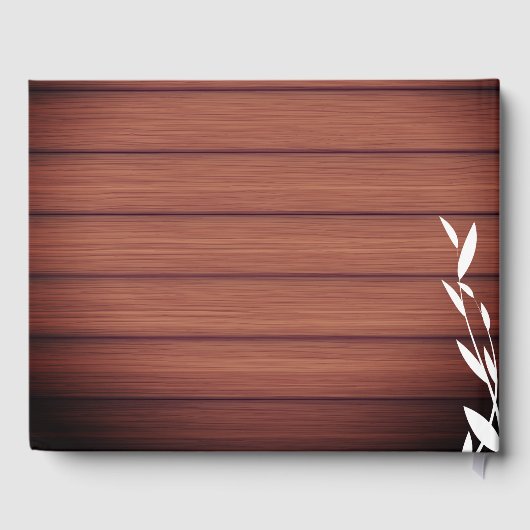 Rustikales Holz, einfaches Leaf Gästebuch (Rückseite)