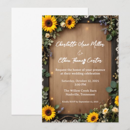 Rustikales Holz Einladung (Vorne/Hinten)