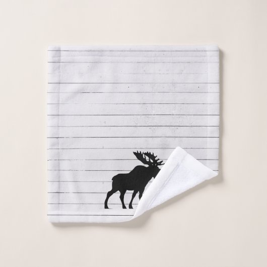 Rustikales Holz Elch Badetuch Set (Waschlappen)