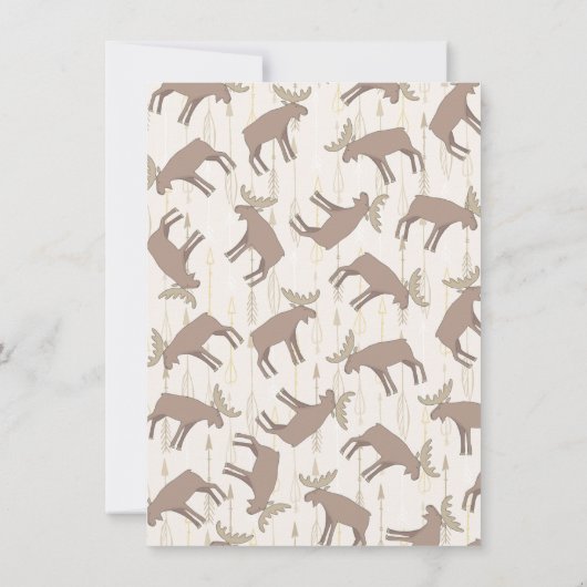 Rustikales Holz Elch und Babydusche Einladung (Rückseite)