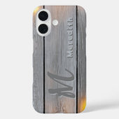Rustikales Holz Elegance Ländername Monogram Case-Mate iPhone Hülle (Rückseite)