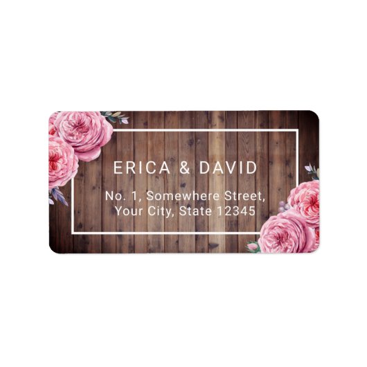 Rustikales Holz Elegante Hochzeit der Wasserfarben Adressaufkleber (Vorne)