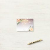 Rustikales Holz Elegantes Weißes Rosenblumen Post-it Klebezettel (Auf Schreibtisch)