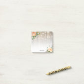 Rustikales Holz Elegantes Weißes Rosenblumen Post-it Klebezettel (Auf Schreibtisch)