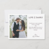 Rustikales Holz Elfenbein Lights 2 Fotos Hochzeit Dankeskarte (Rückseite)