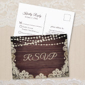 Rustikales Holz Elfenbein-Schnürsenkel Hochzeitswe Einladungspostkarte