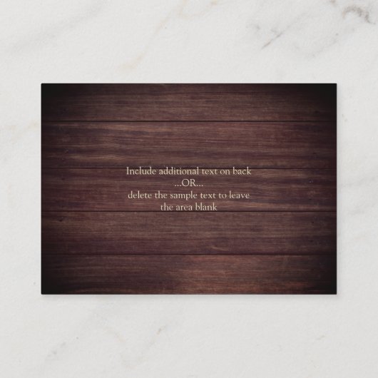 Rustikales Holz Elfenbein Schnürsenkel Lichter Det Begleitkarte (Rückseite)