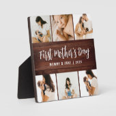 Rustikales Holz Erster Muttertag Foto Keepake Gif Fotoplatte (Vorderseite)