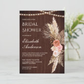 Rustikales Holz Erthy Floral Pampas Brautparty Einladung (Stehend Vorderseite)
