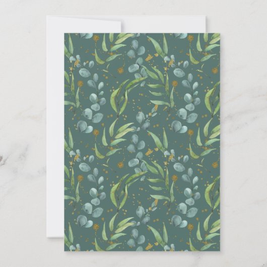 Rustikales Holz Eukalyptus Gold Zweigniederlassung Einladung (Rückseite)