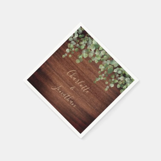 Rustikales Holz Eukalyptus Greenery Wedding Napkin Serviette (Ecke)