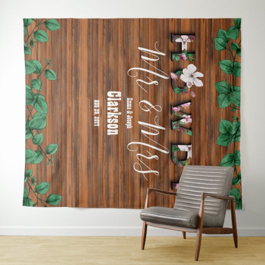 Rustikales Holz Eukalyptus Howdy Mr. Wall Backdrop Wandteppich (Beispiel (Horizontal))