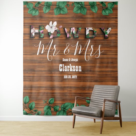 Rustikales Holz Eukalyptus Howdy Mr. Wall Backdrop Wandteppich (Beispiel)