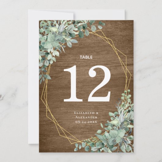 Rustikales Holz Eukalyptus Wedding Große Tischnumm (Vorderseite)