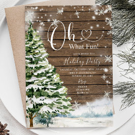 Rustikales Holz Evergreen Oh, was Spaß! Feiertag Einladung