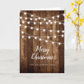 Rustikales Holz Fairy Light Family Name Holiday Fo Karte (Gelbe Blume)