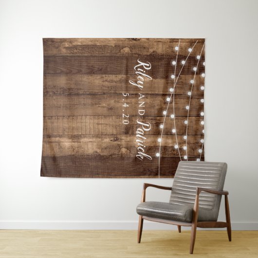 Rustikales Holz Fairy Light Party Polterabend Wall Wandteppich (Beispiel (Horizontal))