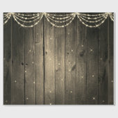 Rustikales Holz Fairy Lights Sparkle Weihnachten Geschenkpapier (Flach)