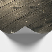 Rustikales Holz Fairy Lights Sparkle Weihnachten Geschenkpapier (Ecke)