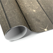 Rustikales Holz Fairy Lights Sparkle Weihnachten Geschenkpapier (Rolleneckpunkt)