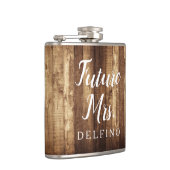 Rustikales Holz & Fairy Lights Zukunft Frau Mit Mo Flachmann (Rechts)