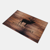 Rustikales Holz Familienname Walking Elk Fußmatte (Schrägansicht)