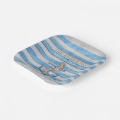 Rustikales Holz Family Beach House Schöne Streifen Pappteller (Gewinkelt)