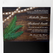 Rustikales Holz Fern Greenerity String Lights Hoch Dreifach Gefaltete Einladung (Innen Erste Seite)