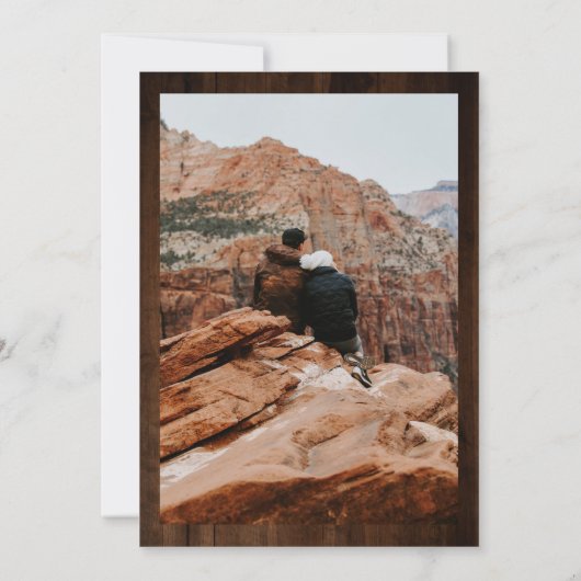 Rustikales Holz fett Ampere und 5 Foto Grid Hochze Einladung (Rückseite)