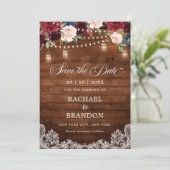 Rustikales Holz Floral Mason Jar Save the Date (Stehend Vorderseite)