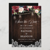 Rustikales Holz Floral Mason Jar Save the Date (Vorne/Hinten)