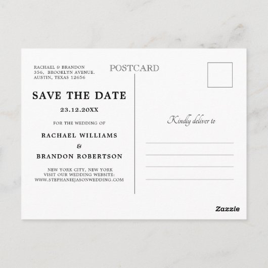 Rustikales Holz Floral Mason Jar Save the Date Postkarte (Rückseite)