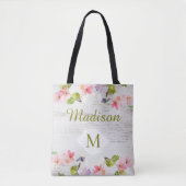 Rustikales Holz florale Bridesmaid Trendy Monogram Tasche (Vorderseite)
