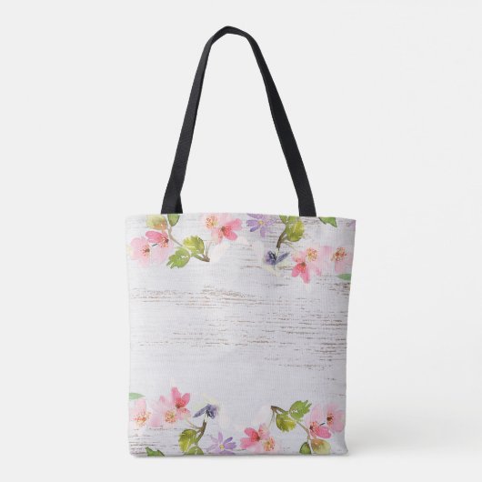Rustikales Holz florale Bridesmaid Trendy Monogram Tasche (Rückseite)