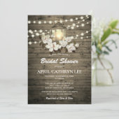 Rustikales Holz florale Laternenleuchten Brautpart Einladung (Stehend Vorderseite)