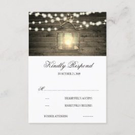 Rustikales Holz florale Laternenleuchten Hochzeit  RSVP Karte