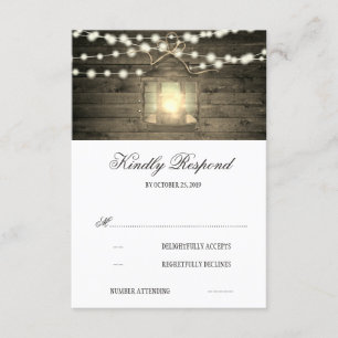 Rustikales Holz florale Laternenleuchten Hochzeit RSVP Karte