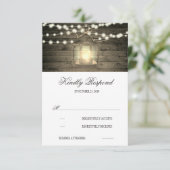 Rustikales Holz florale Laternenleuchten Hochzeit RSVP Karte (Stehend Vorderseite)
