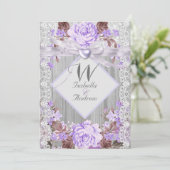 Rustikales Holz florale Wedding Lavender Leace 2 Einladung (Stehend Vorderseite)
