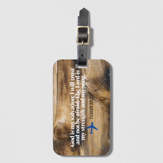 Rustikales Holz - Flugzeug mit Bibelverse Gepäckanhänger (Vorderseite Vertikal)