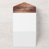 Rustikales Holz Foto Aquarell Blätter Hochzeit All In One Einladung (Außenbereich)